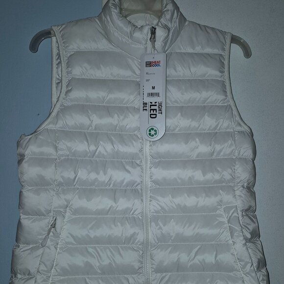 32 Degrees Lightweight Warmth Stand Up Collar Solid White Vest Women's M NEW - Picture 1 of 1